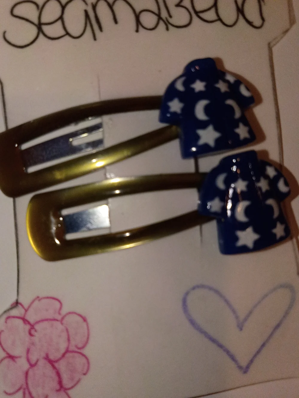 Kids Blue Moon & Stars Hair Clips - Set of 2